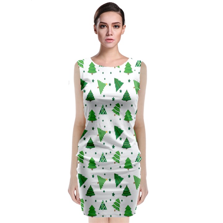 Christmas-trees Sleeveless Velvet Midi Dress