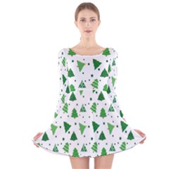 Christmas-trees Long Sleeve Velvet Skater Dress