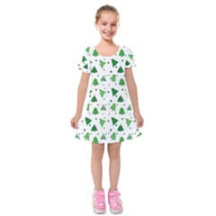 Christmas-trees Kids  Short Sleeve Velvet Dress by nateshop