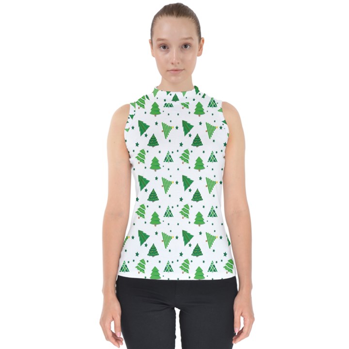 Christmas-trees Mock Neck Shell Top