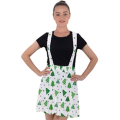 Christmas-trees Velvet Suspender Skater Skirt by nateshop