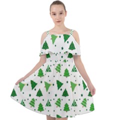 Christmas-trees Cut Out Shoulders Chiffon Dress by nateshop