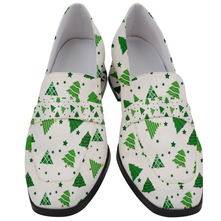 Christmas-trees Women s Chunky Heel Loafers