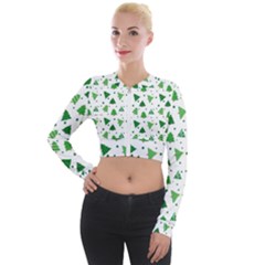 Christmas-trees Long Sleeve Cropped Velvet Jacket by nateshop