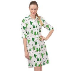 Christmas-trees Long Sleeve Mini Shirt Dress by nateshop