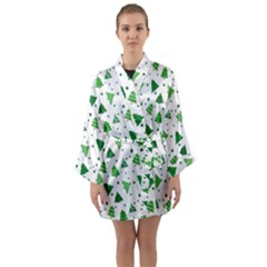 Christmas-trees Long Sleeve Satin Kimono by nateshop