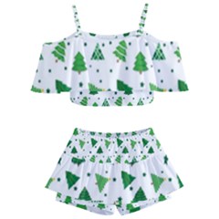 Christmas-trees Kids  Off Shoulder Skirt Bikini by nateshop