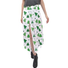 Christmas-trees Velour Split Maxi Skirt