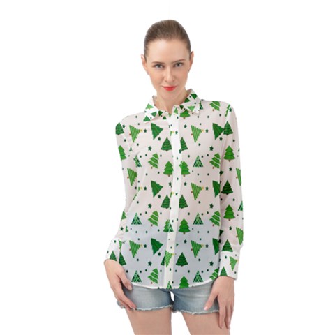 Christmas-trees Long Sleeve Chiffon Shirt by nateshop