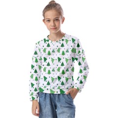 Christmas-trees Kids  Long Sleeve Tee With Frill 