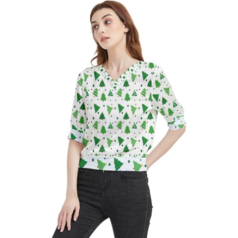 Christmas-trees Quarter Sleeve Blouse by nateshop