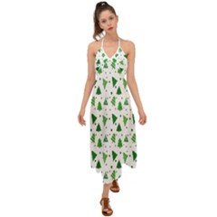 Christmas-trees Halter Tie Back Dress  by nateshop