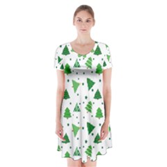 Christmas-trees Short Sleeve V-neck Flare Dress by nateshop