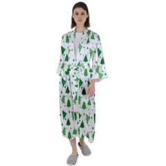 Christmas-trees Maxi Satin Kimono by nateshop