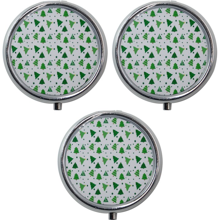 Christmas-trees Mini Round Pill Box (Pack of 3)