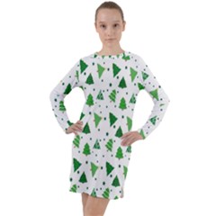 Christmas-trees Long Sleeve Hoodie Dress by nateshop