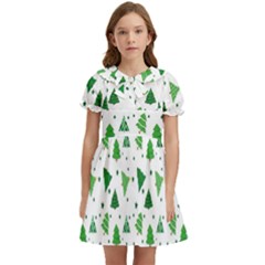 Christmas-trees Kids  Bow Tie Puff Sleeve Dress by nateshop