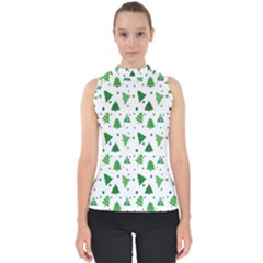 Christmas-trees Mock Neck Shell Top by nateshop