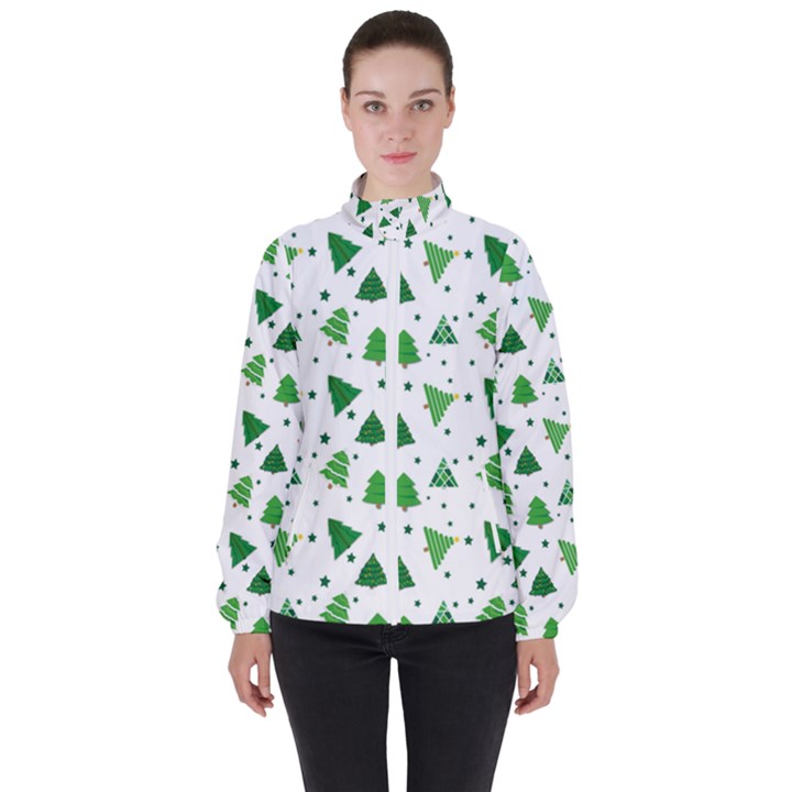 Christmas-trees Women s High Neck Windbreaker