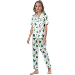 Christmas-trees Kids  Satin Short Sleeve Pajamas Set by nateshop