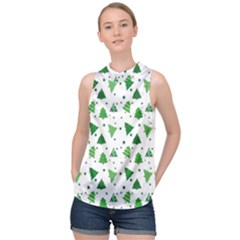 Christmas-trees High Neck Satin Top by nateshop