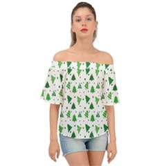 Christmas-trees Off Shoulder Short Sleeve Top by nateshop