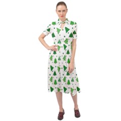 Christmas-trees Keyhole Neckline Chiffon Dress by nateshop