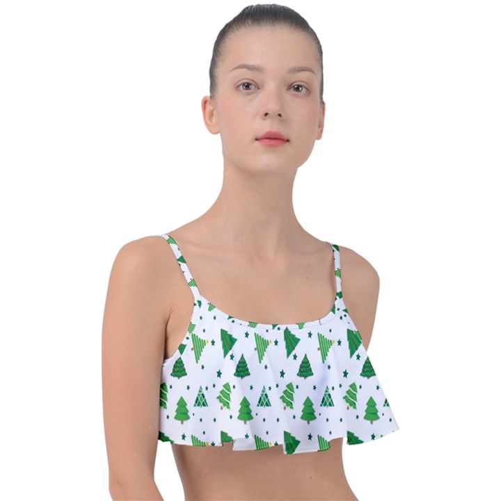 Christmas-trees Frill Bikini Top