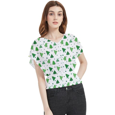 Christmas-trees Butterfly Chiffon Blouse by nateshop