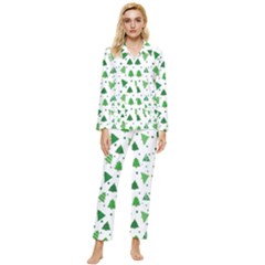 Christmas-trees Womens  Long Sleeve Velvet Pocket Pajamas Set