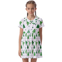 Christmas-trees Kids  Asymmetric Collar Dress by nateshop