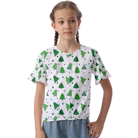 Christmas-trees Kids  Cuff Sleeve Scrunch Bottom Tee by nateshop