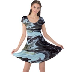 Abstract Painting Black Cap Sleeve Dress by nateshop