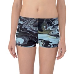 Abstract Painting Black Boyleg Bikini Bottoms