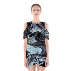 Abstract Painting Black Shoulder Cutout One Piece Dress by nateshop