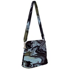 Abstract Painting Black Zipper Messenger Bag