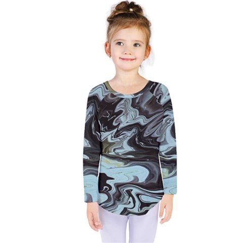 Abstract Painting Black Kids  Long Sleeve Tee by nateshop