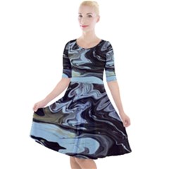 Abstract Painting Black Quarter Sleeve A-line Dress by nateshop