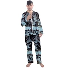 Abstract Painting Black Men s Long Sleeve Satin Pajamas Set