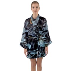 Abstract Painting Black Long Sleeve Satin Kimono by nateshop