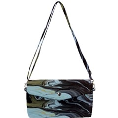 Abstract Painting Black Removable Strap Clutch Bag