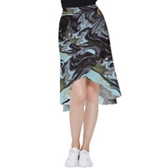 Abstract Painting Black Frill Hi Low Chiffon Skirt by nateshop