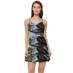 Abstract Painting Black Short Frill Dress