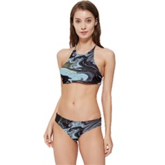 Abstract Painting Black Banded Triangle Bikini Set