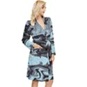 Abstract Painting Black Long Sleeve Velour Robe View3