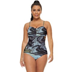 Abstract Painting Black Retro Full Coverage Swimsuit