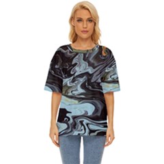 Abstract Painting Black Oversized Basic Tee