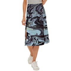 Abstract Painting Black Midi Panel Skirt