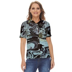 Abstract Painting Black Women s Short Sleeve Double Pocket Shirt