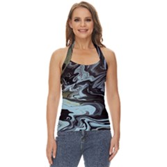 Abstract Painting Black Basic Halter Top